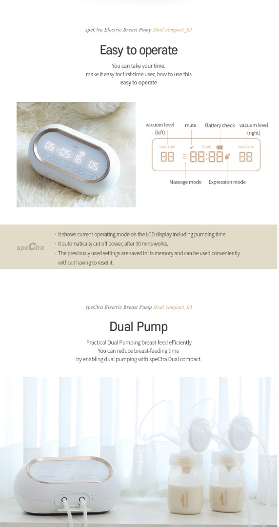 說明Spectra Dual Compact奶泵的特點、賣點